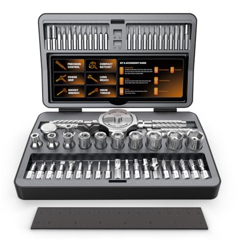 T Handle Ratchet Screwdriver Set, Upgraded 62 in 1 Magnetic Screwdriver Set - color: Grey, size: 62 PCS