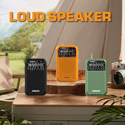 XHDATA D220 Portable AM FM SW Shortwave Receiver Pocket Radio, Green - color: Green