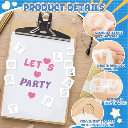Letter Stencils 40 Pcs, Reusable Alphabet Number Stencils (1 Inch) - size: 1Inch