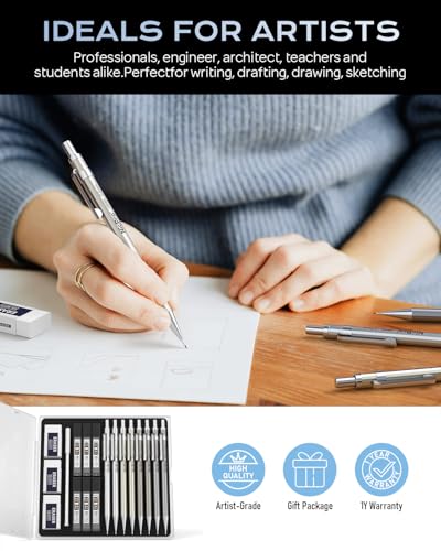 Nicpro 8 Pack 0.5mm & 0.7mm Metal Mechanical Pencil Set, MB1000 - style: 8 Pack （0.5mm & 0.7mm）