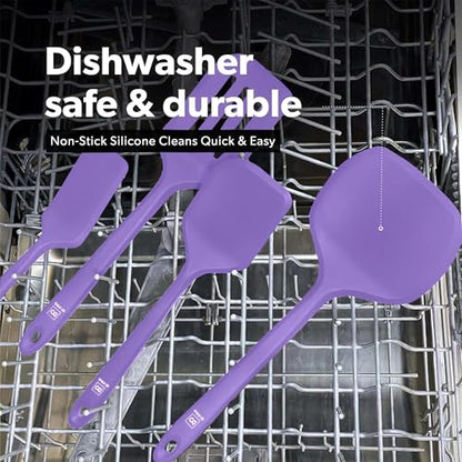 DI ORO Silicone Turner Spatula Set - 600F Heat Resistant, 4-Pc Lavender - color: Lavender