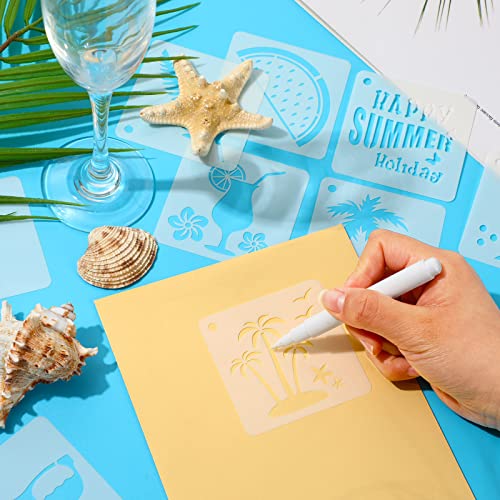 Augshy 56 Pack Summer Stencils for Painting, 3 Inch Beach Crafts Template - style: Hawaii