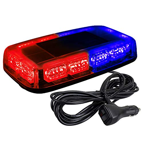 ASPL 48LED Roof Top Strobe Lights, High Visibility Emergency Safety Warning LED Mini Strobe Light bar with Magnetic Base for 12-24V Snow Plow, Trucks, Construction Vehicles (Red/Blue) - color: Red/Blue