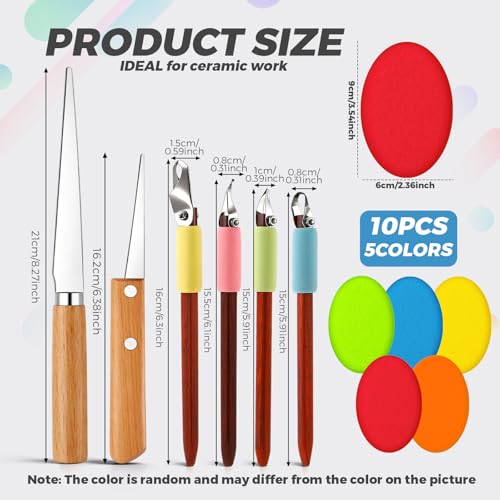 Leriton 4 Pack Pottery Carving Tools 5.9" Clay Sculpting Scrapers