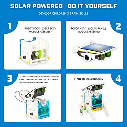 STEM 13-in-1 Solar Power Robots Toy,Educational Experiment DIY Robotics Kit - color: White1