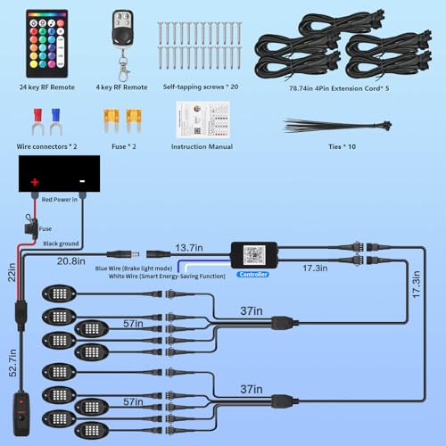 10Pods RGB LED Rock Lights Multicolor Underglow Accent Light Kit 12V - size: 10Pods