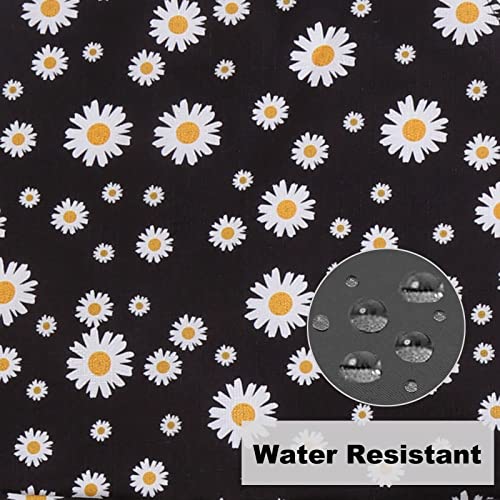 Plus Size Adjustable Bib Apron Water Resistant Canvas Extra Wide Long Ties Aprons with 2 Pockets Kitchen Cooking Gardening - color: Daisy