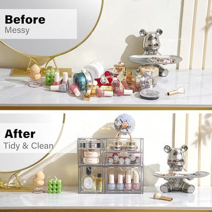 Prsildan Acrylic Makeup Organizer Clear Storage Drawer with 6 Small Drawers - size: 6 Drawers