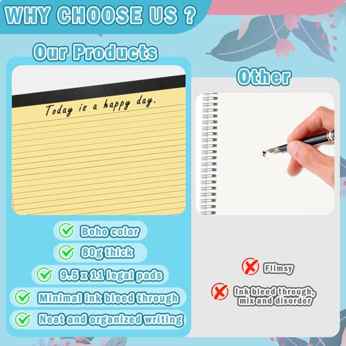 gisgfim 4 Pack 9.5"x 11" Legal Pads College Ruled Notepad - color: Pastel 2