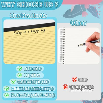 gisgfim 4 Pack 9.5"x 11" Legal Pads College Ruled Notepad - color: Pastel 2