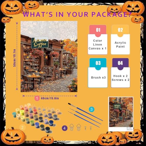 Autumn Paint by Numbers for Adults - Paint by Number Coffee on Canvas - color: MT23083