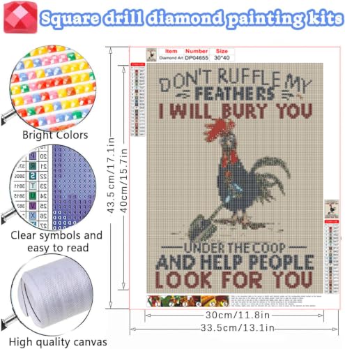 ZeeLionArt Diamond Art Kit, Rooster Shovel, 12x16 Inch - color: DP04655