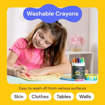 PLAYVIBE Jumbo Crayons, 18 Colors for Preschool Supplies, Washable Crayons