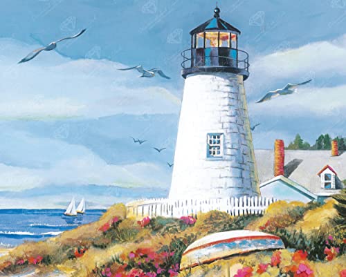 DIAMOND ART CLUB Lighthouse Harbour Diamond Art Kits for Adults - color: Lighthouse Harbour