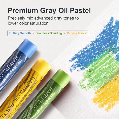rubens 24 Muted Gray Soft Oil Pastels, Creamy & Blendable - color: 24 Colors