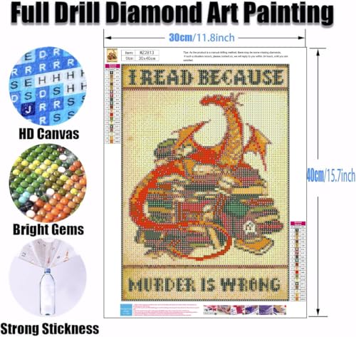Ekuxom Books Dragon Diamond Art Kits for Adults11.8x15.7 inch - color: Books Dragon -1