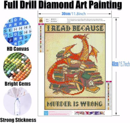 Ekuxom Books Dragon Diamond Art Kits for Adults11.8x15.7 inch - color: Books Dragon -1
