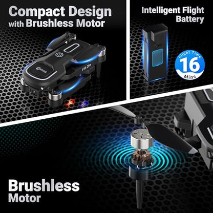 Contixo F16 Camera Drone For Kids, 360° Flip Brushless Motor 2.4G RC Quadcopter Foldable Gesture Control FPV Flying Drones with 17 Mins Intelligent Flight Time For Beginners children Indoor Outdoor - style: F16