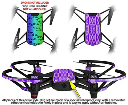 Skin Decal Wrap 2 Pack Compatible with DJI Ryze Tello Rainbow Skull Collection Drone NOT Included