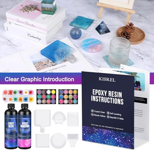 KISREL 18OZ Epoxy Resin Kit for Beginners, Resin with Alphabet Mold 2 Pack - size: 6 Large Molds (Pack of 2)