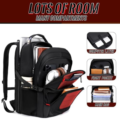 Large Travel Backpack, 17.3" Laptop Backpack, Red - color: Red, size: 17.3 Inch（20.4"x13.3"x10.2"）