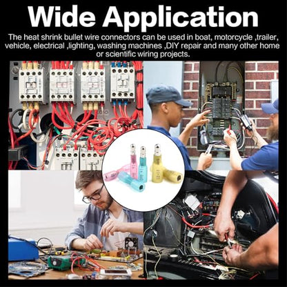 300Pcs Heat Shrink Bullet Connectors Kit Male & Female 16-14 AWG - color: Blue-AWG 16-14