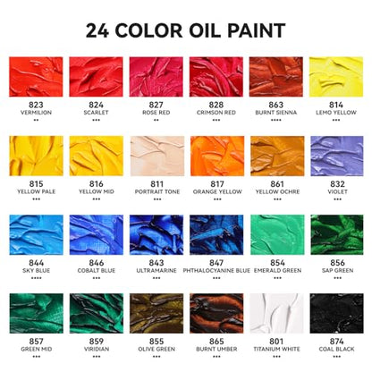 Paul Rubens Oil Paint, 24 Colors*20 ml Tubes, Professional Bright Colors