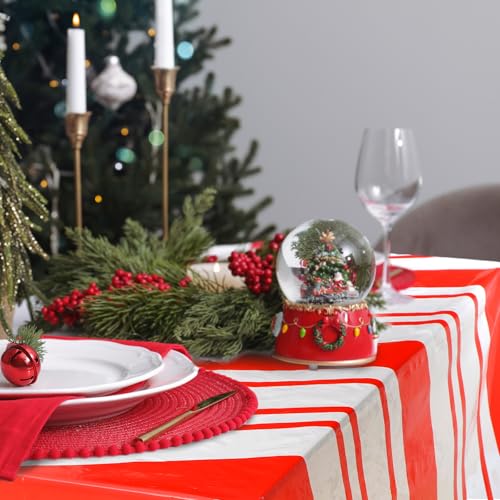Oudain 54 Inch x 100 ft Red and White Striped Tablecloth Roll Cutter Box - style: Candy Red