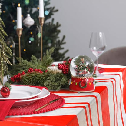 Oudain 54 Inch x 100 ft Red and White Striped Tablecloth Roll Cutter Box - style: Candy Red