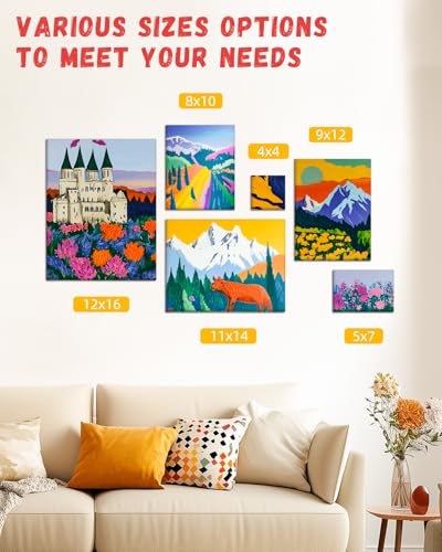 Simetufy 12 Pack 8x8 Inch Painting Canvas Panels Square Boards for Painting - size: 8"x8"