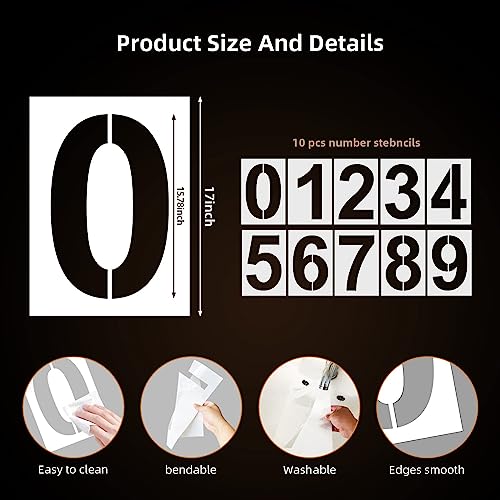 17 Inch Large Number Stencils - Reusable Plastic Digital Stencils for Cake, Address, Painting - size: 17 Inch