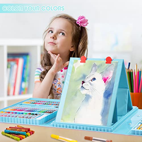 VigorFun Art Supplies, 240 PCS Drawing Art Kit, Gifts Case for Kids Art Set - color: Cyan
