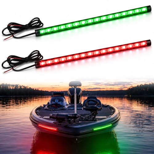 Navigation Lights - LED Bow Lights, Green & Red, Night Fishing, Deck, IP67 Waterproof for Pontoon, Dinghy, Kayak, Jon Boat, Yacht - color: Red And Green