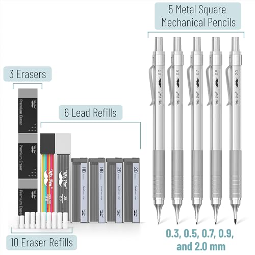 Mr. Pen- Professional Metal Mechanical Pencil Set with Lead Refills & Erase