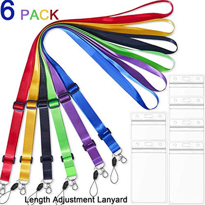 AMUU 6pcs Lanyards Adjustable Extend Length with Vertical id Badge Holder - color: 6 Pack-lanyard With Badge Holder