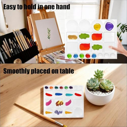 10 Pcs White Plastic Palette 20 Well Watercolor Acrylic Paint Tray