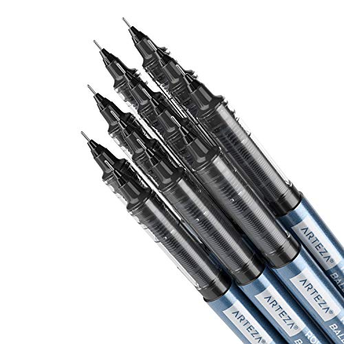 ARTEZA Rollerball Pens, 20 Pack, 0.5 mm Needle Nib, Black Liquid Ink - color: Black, style: 20 pack - 0.5 mm