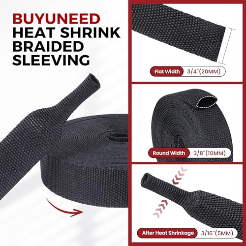 2:1 Ratio Heat Shrinkable Braided Wiring Sleeving 3/8" ID-30ft - size: 3/8inch-30ft, style: 30ft