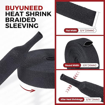 2:1 Ratio Heat Shrinkable Braided Wiring Sleeving 3/8" ID-30ft - size: 3/8inch-30ft, style: 30ft