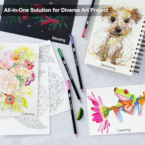 KALOUR 72 Colored Pencils Set, Blending Pencil Sketchbook DIY Color Chart