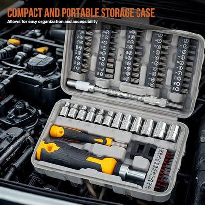 Hi-Spec Multi Screwdriver Bit Set and 1/4 Inch Socket Set with Handles - size: 78pc
