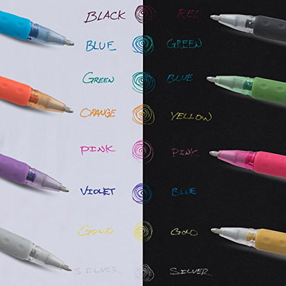 Pentel Arts Sparkle Pop Gel Pen Refill, (1.0mm), Bold Line, Silver-Light Silver Ink, Pack of 12 Refills (KF10-DZ) - color: Silver