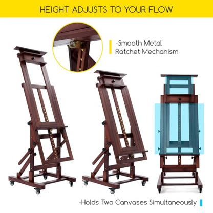 MEEDEN Large Art Painting Easel: Holds Canvas Up to 79" for Studio Drawing - color: Deep Walnut