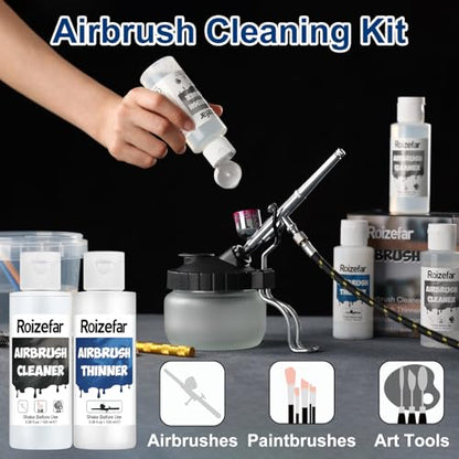 Roizefar Airbrush Cleaning Kit with Pot, 6 Cleaner & 2 Thinner