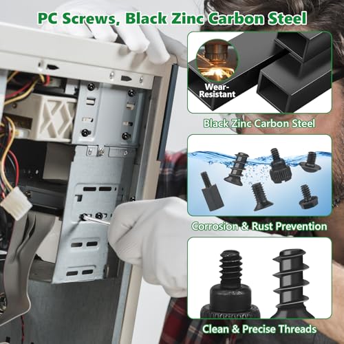 520 Pcs Black Computer Screws Kit PC Motherboard Standoffs SSD Set - color: 520 Pcs Black PC Screw