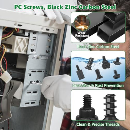 520 Pcs Black Computer Screws Kit PC Motherboard Standoffs SSD Set - color: 520 Pcs Black PC Screw