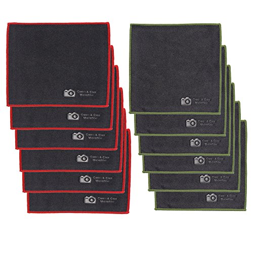 [12 Pack] Ultra Premium Quality Lens Cleaning Microfiber Cloth - Microfiber Cleaning Cloth, Camera Lens, Glasses, Screens, and All Lens.
