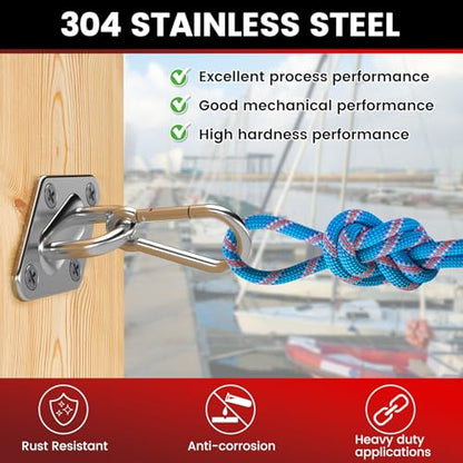 sprookber 304 Stainless Steel Pad Eye Snap Hook, M5 Ceiling Hook 500Lb,8Pcs - size: 2 Inch, style: Rhombus