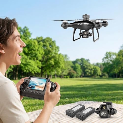 E55 Air Drone with Screen Controller with SD Card, 2 Batteries. - color: 2 batteries - White