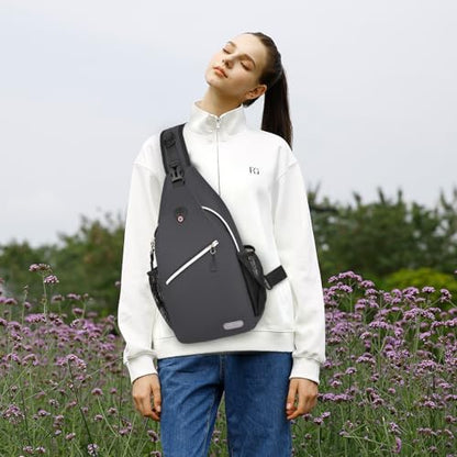 MOSISO Small Sling Bag for Men, Crossbody Shoulder Chest Daypack Bag - color: Space Gray